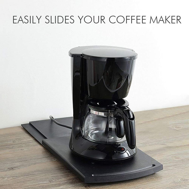 HOSKO 2 Pack Sliding Coffee Maker Tray, 12â€™â€™ Countertop Appliance Caddy Slider for Blender Toaster under Carbinet, Black ABS Rolling Out Tray - Image 3